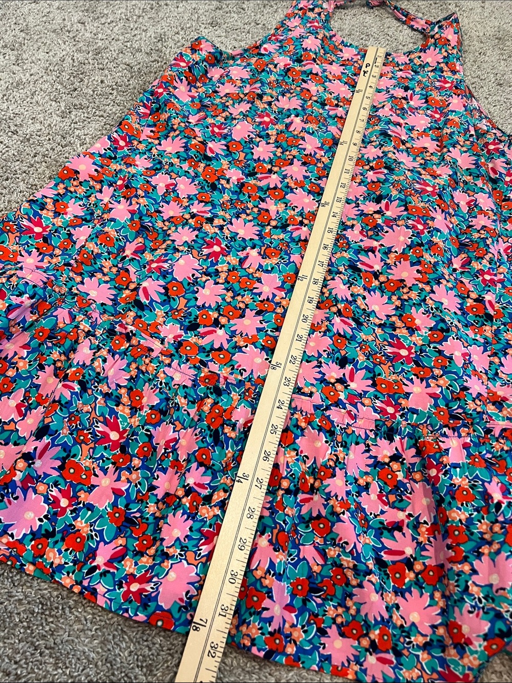 🌸 LOFT Petite Floral Tie Back Dress Pink Blue Sleeveless‎ Drop Waist Size LP - Picture 14 of 16
